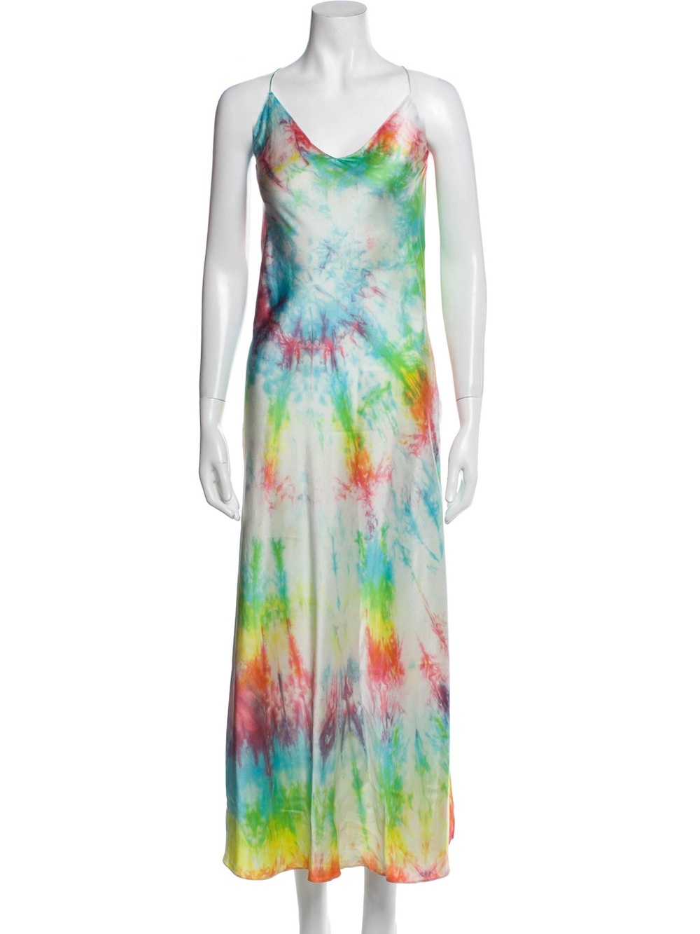 Dannijo Neon Dress Tie Dye Silk Slip Dress Sherbert Maxi Gown size S